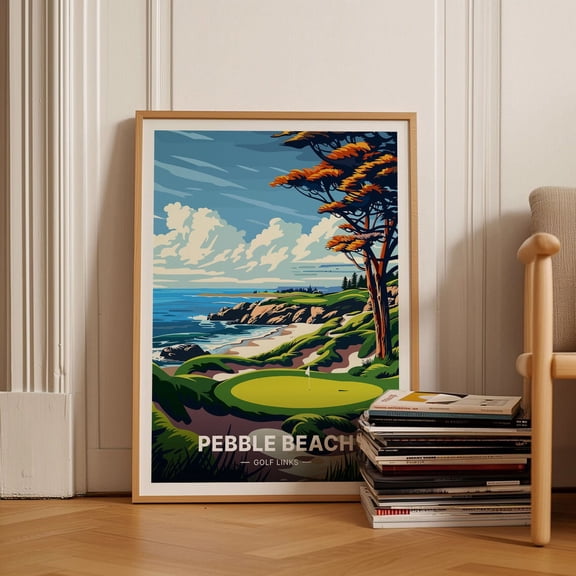 Pebble Beach Golf Links Course Landscape Wall Art 4, Unframed Paper Poster 8x10in