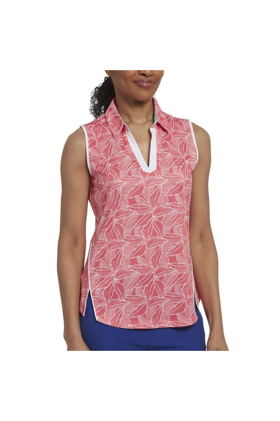 Ladies' Dry-Luxe Sun-Protection Sleeveless Polo (Pink, Small)