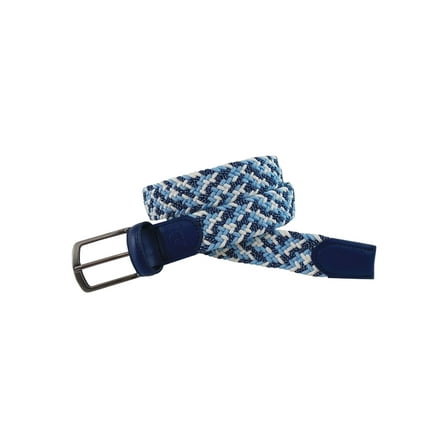 Pebble Beach Men's Braided TriColor Golf Belt w/Genuine Leather Tabs, 42" Blue -