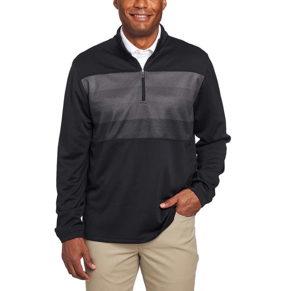 Pebble Beach Men's Dry-Luxe Performance 1/4 Zip Pullover (Black, Medium)