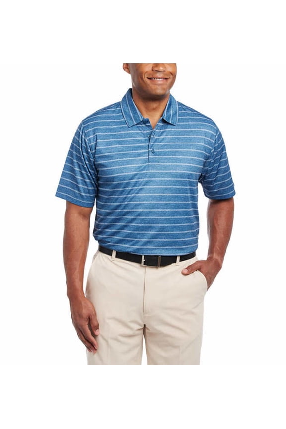 Men's Short Sleeve Dry-Luxe Performance Polo Shirt (Blue, Small)