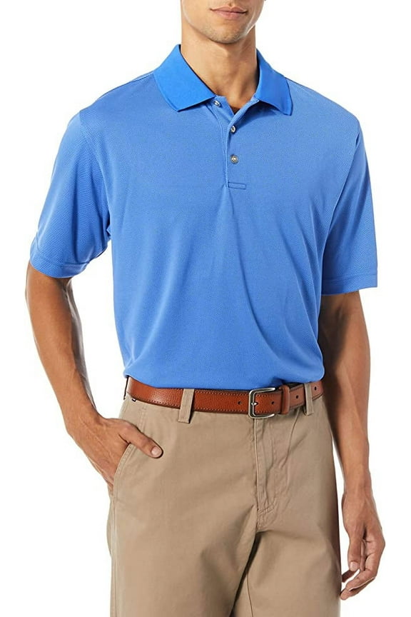 Men's Short Sleeve Dry-Luxe Performance Polo Shirt (Marina, Small)