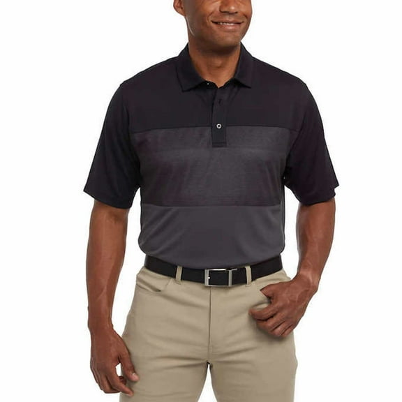 Pebble Beach Men's Short Sleeve Dry-Luxe Performance Polo Shirt (Small, Black)