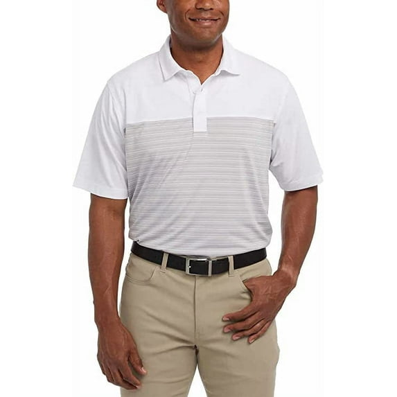 Pebble Beach Men's Short Sleeve Dry-Luxe Performance Polo Shirt (White, Small)
