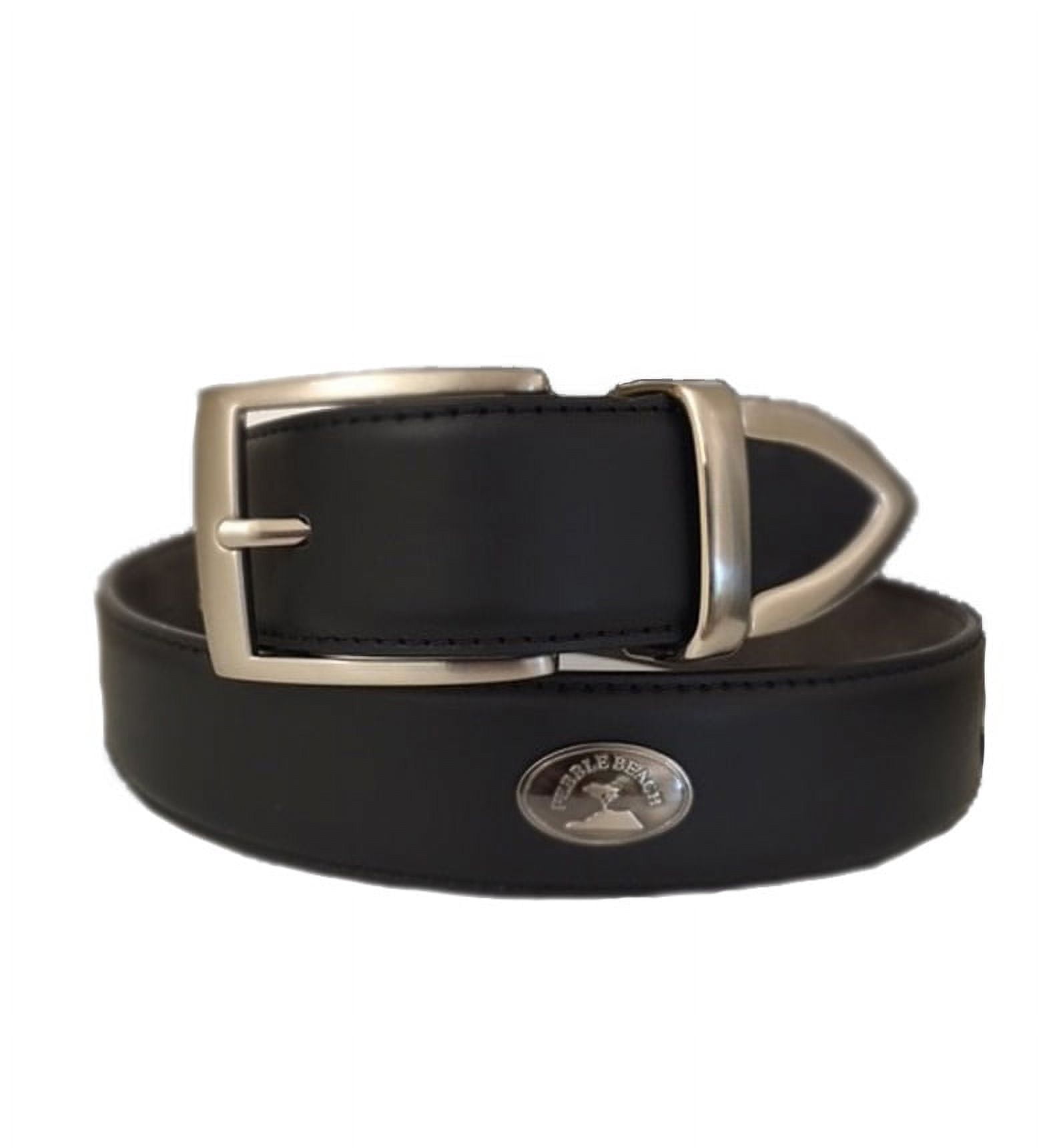 Pebble Beach Mens Leather Concho Belt, Black (34")