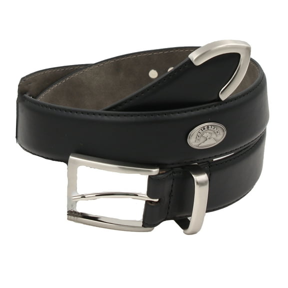 Pebble Beach Mens Leather Concho Silver Buckle Belt, Black (32")