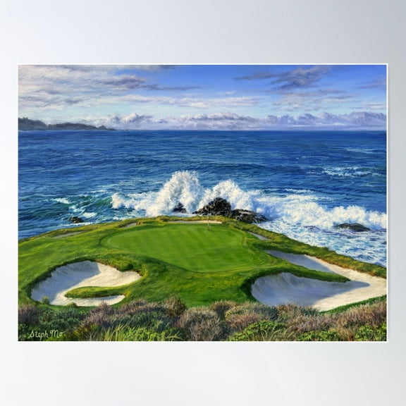 Pebble Beach Poster Wall Art, Modern Wall Decor For Living Room Bedroom, 16x24 UNFRAMED