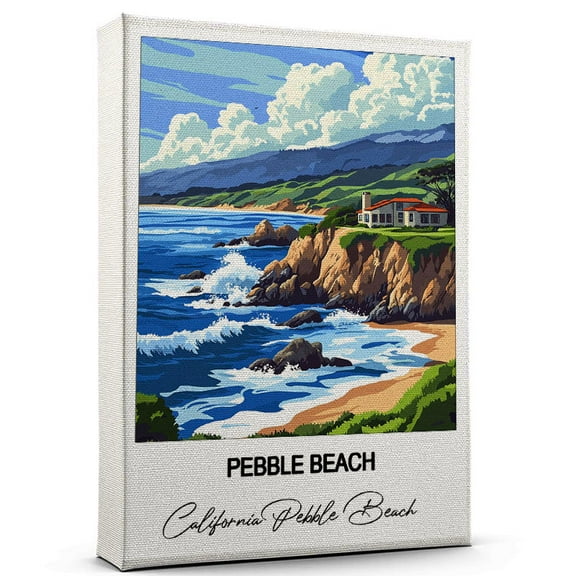 Pebble Beach Travel Decorative Art Canvas California Pebble Beach Canvas Colorful Travel Wall Decor for Any Room Makes a Thoughtful Gift