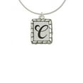 thumbnail image 1 of Pebble Border Initial - C Charm Necklace, 18"+2" Extender, 1 of 1