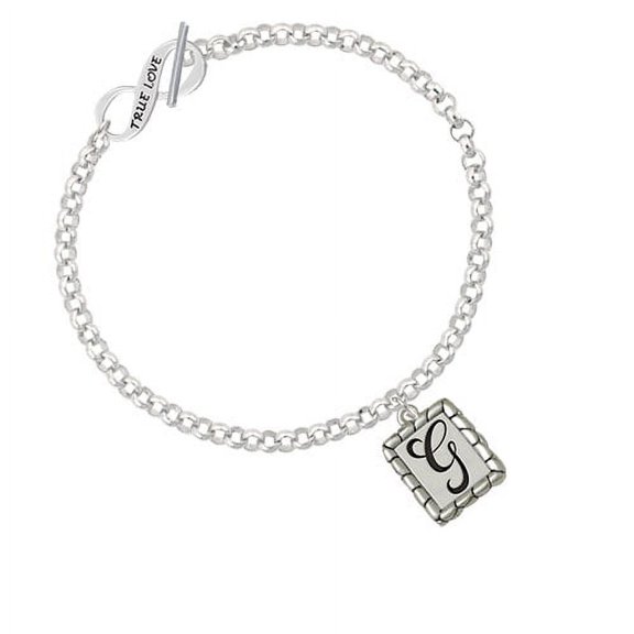 Pebble Border Initial - G True Love Infinity Toggle Chain Bracelet