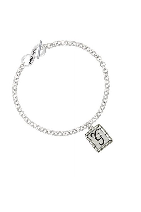 Pebble Border Initial - G True Love Infinity Toggle Chain Bracelet