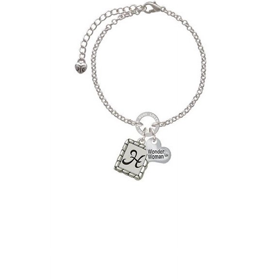 Pebble Border Initial - H Wonder Woman You Are Loved Circle Bracelet