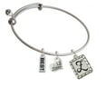 thumbnail image 1 of Pebble Border Initial - Z Lil Sister Heart Expandable Bangle Bracelet, 1 of 1