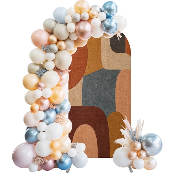 Pebble Color Block Arch Backdrop Cover 4 FT, Vintage Minimalist Abstract Tan Gray Texture Wedding Arch Cover Stretchy Backdrop Stands Covers for Birthday Party Ceremony Banquet Decor