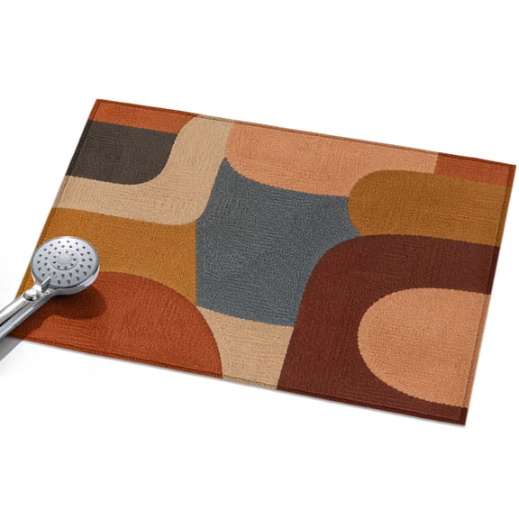 Pebble Color Block Area Rug, Vintage Minimalist Abstract Tan Gray Texture Non-Slip Felt Rubber Backing Rectangle Indoor Carpet Washable Rugs for Living Room Bedroom 2x3ft