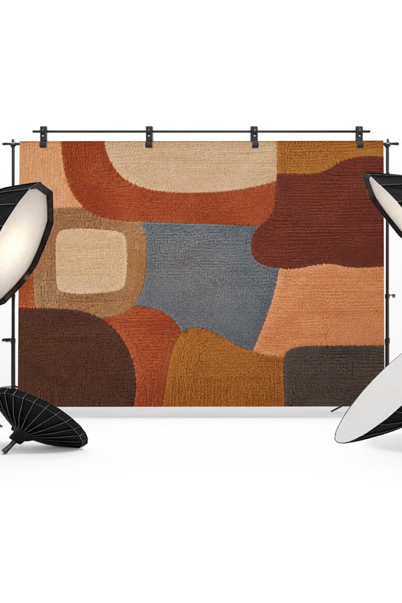 Pebble Color Block Backdrops for Photography, Vintage Minimalist Abstract Brown Gray Texture Fabric Photo Background Sturdy Studio Props for Photo Studio, Video Recording, Booth & Photoshoot 7x5ft