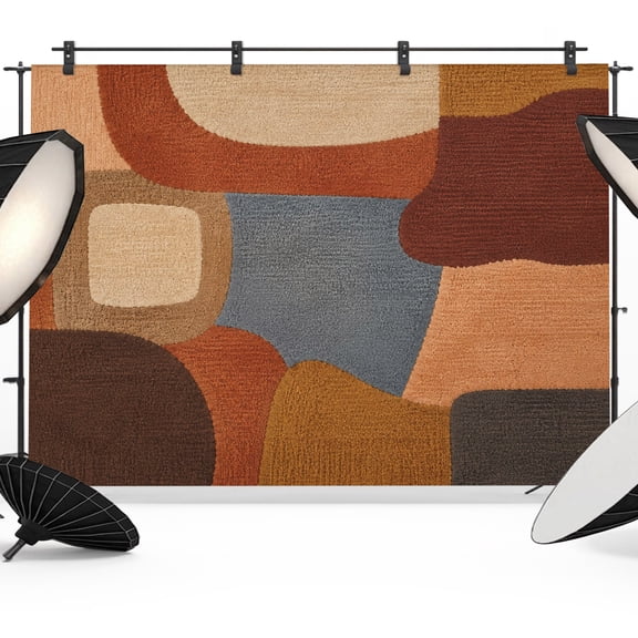 Pebble Color Block Backdrops for Photography, Vintage Minimalist Abstract Brown Gray Texture Fabric Photo Background Sturdy Studio Props for Photo Studio, Video Recording, Booth & Photoshoot 10x8ft