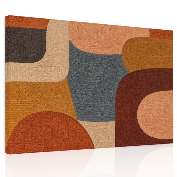 Pebble Color Block Canvas Print Wall Art, Vintage Minimalist Abstract Tan Gray Texture Wall Decor Framed Artwork Paintings Pictures for Living Room Bedroom Stretched Ready to Hang, 16" x 20"