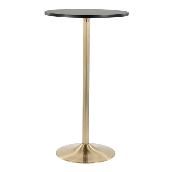 Pebble Contemporary/Glam Adjustable Dining or Bar Table in Gold Metal and Black Wood by LumiSource