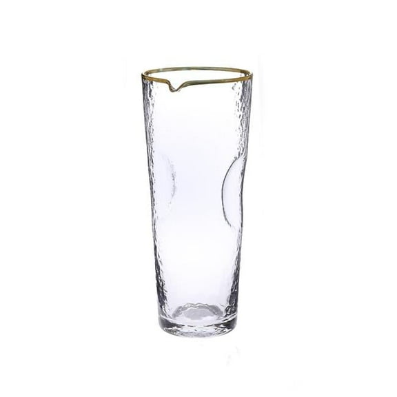 Pebble Glass Water Pitcher with Gold Rim
