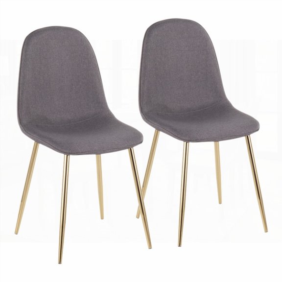 Pebble Gold Steel and Charcoal Fabric Dining Chairs - Set of 2, Stylish for Daily Meals