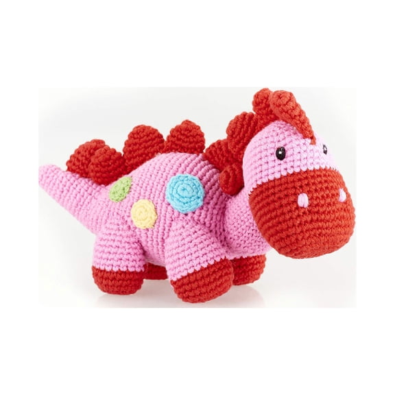 Pebble | Handmade Dinosaur - Pink | Crochet | Fair Trade | Pretend | Imaginative Play | Stegosaurus | Machine Washable