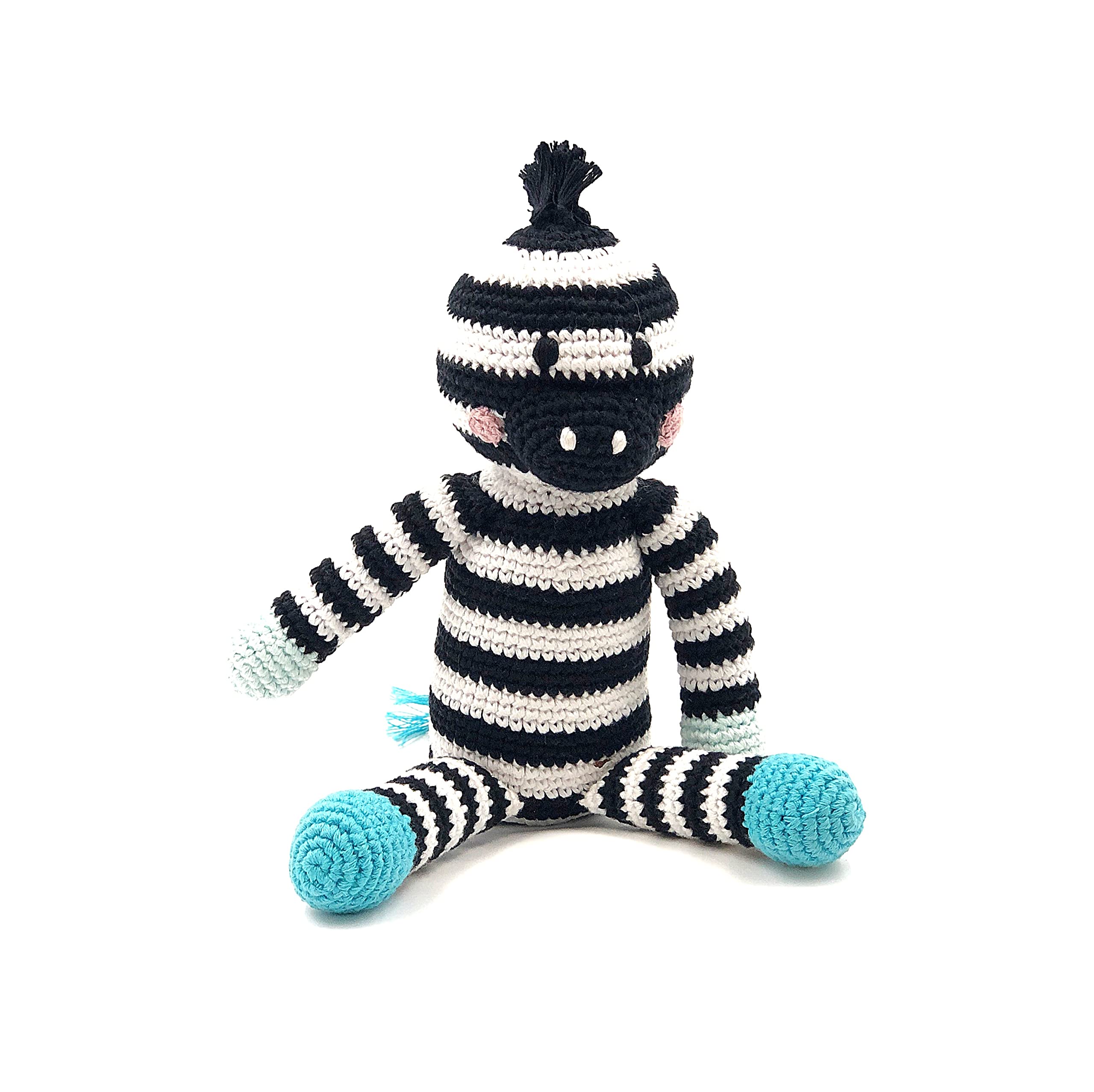 Pebble Handmade Zebra Rattle Crochet Fair Trade Pretend