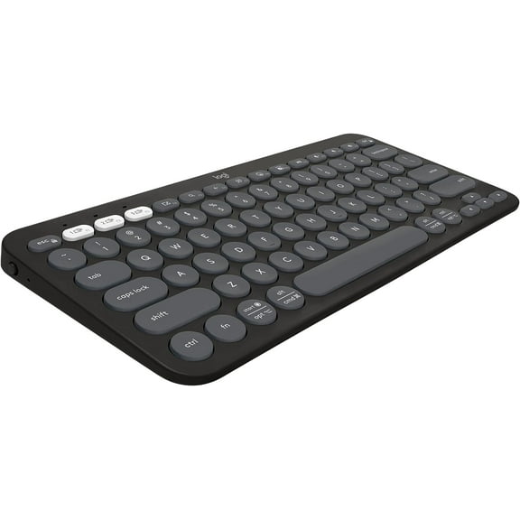 Pebble Keys 2 K380s, Multi-Device Bluetooth Wireless Keyboard with Customizable Shortcuts, Slim and Portable, Easy-Switch for Windows, macOS, iPadOS, Android, Chrome OS - Tonal Graphite