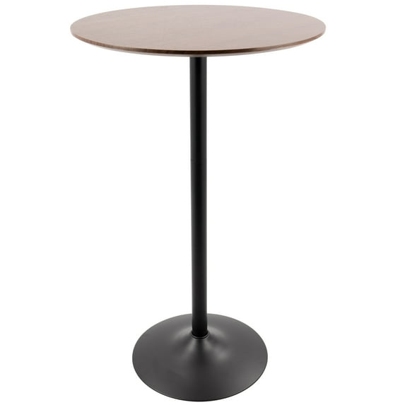 Pebble Mid-Century Modern Adjustable Bar/Counter Table in Walnut and Black by LumiSource