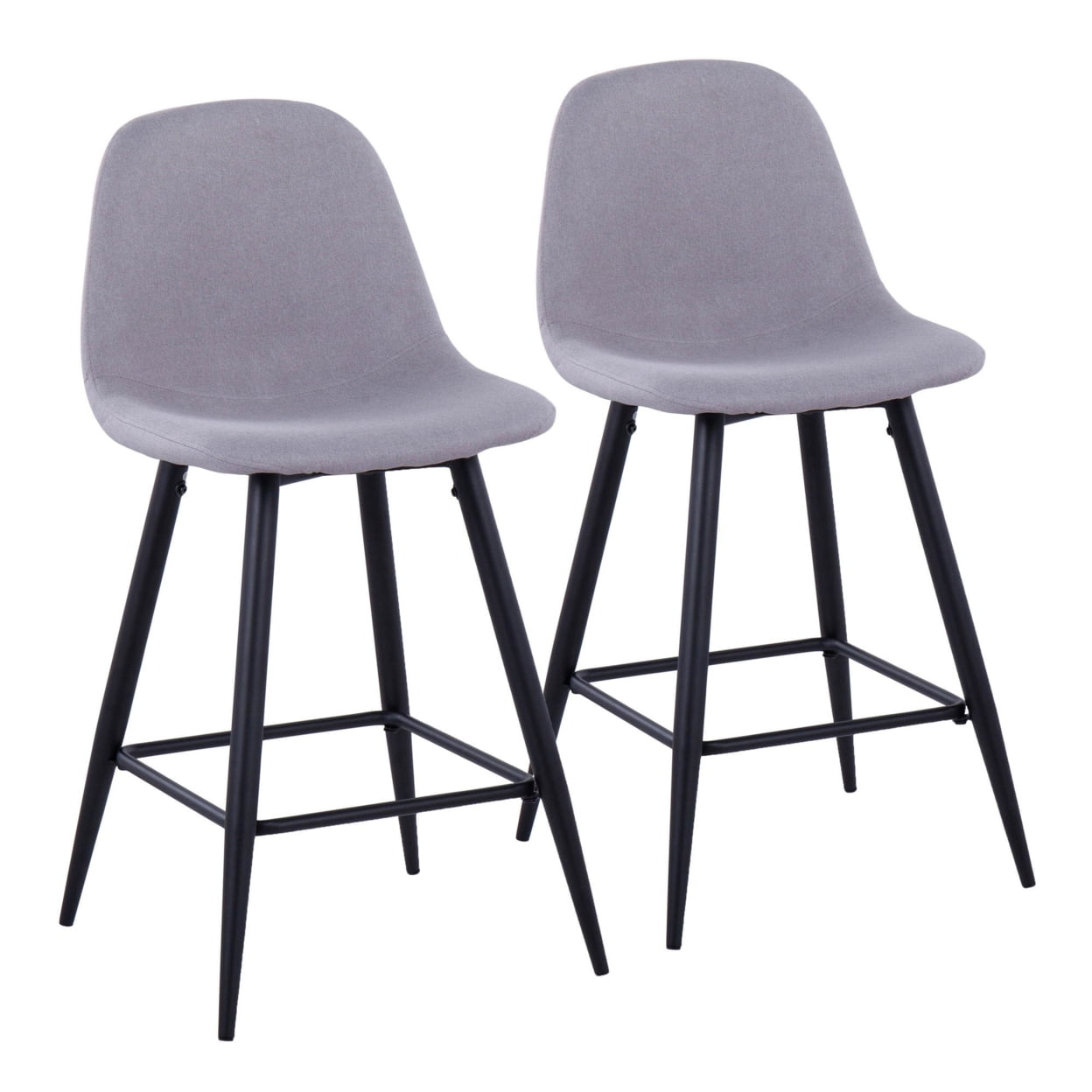 Pebble MidCentury Modern Counter Stool In Black Metal And Light Grey