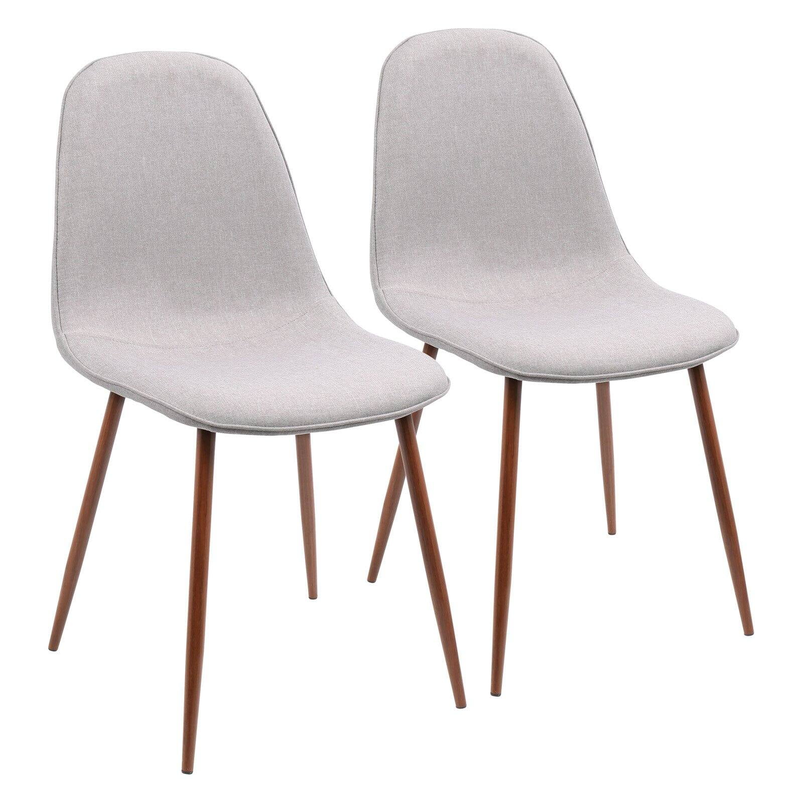 Set of 2 High-Back Gray Upholstered Parsons Dining Chairs