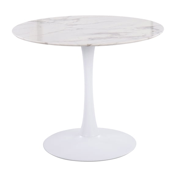 Pebble Modern Table with White Metal Base and White Marble Veneer Table Top by LumiSource
