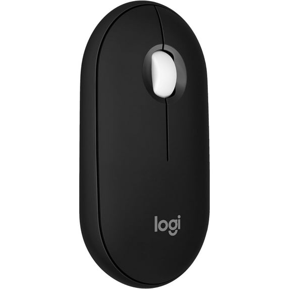 Pebble Mouse 2 M350s Slim Bluetooth Wireless Mouse, Portable, Lightweight, Customizable Button, Quiet Clicks, Easy-Switch for Windows, macOS, iPadOS, Android, Chrome OS - Black