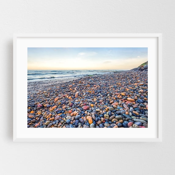 Pebble Paradise - Encinitas California Photography White Framed Wall Art Print 20 x 30 inches