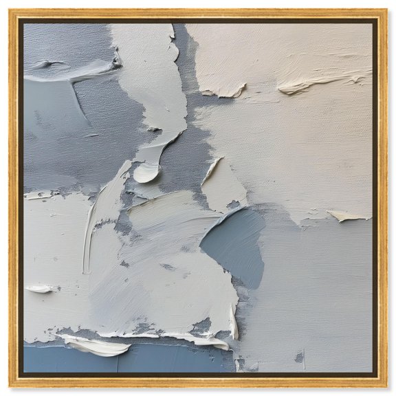 Pebble Path I Canvas Pastel Blue Hues by Art Remedy, Gold Frame, 40 x 40