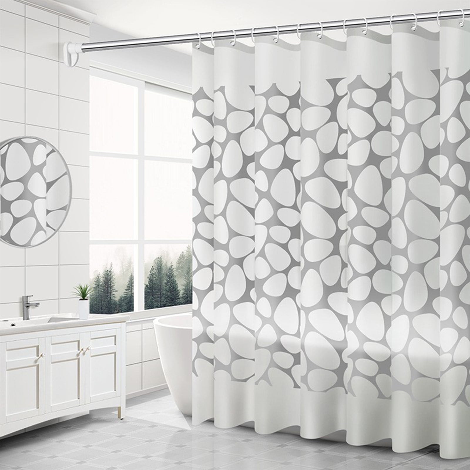 Pebble-Pattern Waterproof Shower Curtain 180x180cm | Mold-Resistant ...