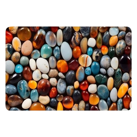 Pebble Print Diatomaceous Earth Bath Mat Non Slip Absorbent Quick Dry Floor Mat For Entryway