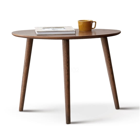 Pebble Shaped Oak Coffee Table, Natural Wooden Low Profile Center Table for Living Room