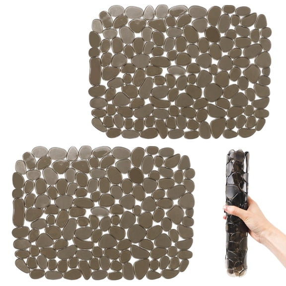 PVC Pebble Kitchen Sink Protector Mat, 2 Pack, 15.7 x 11.8 in, Grey