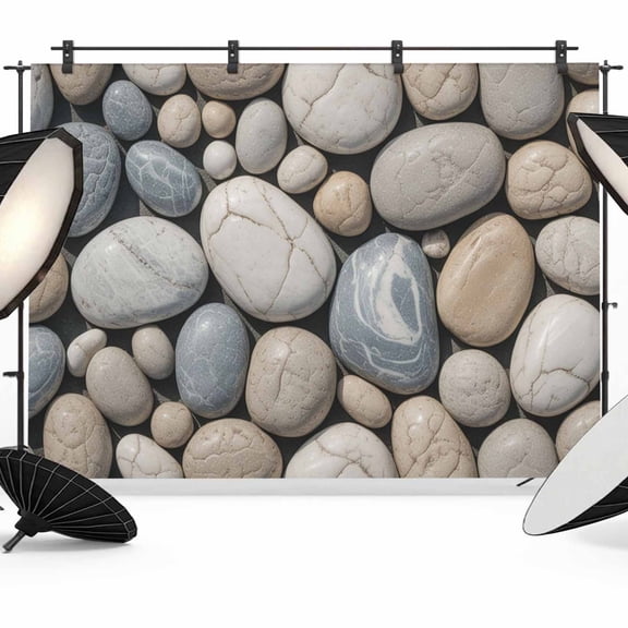 Pebble Stone Backdrop for Photoshoot,Photography Photo Studio Background Wall Backdrop,Modern Minimalist Nature Art Aesthetics Back Drop Banner Panel for Portraits Wedding Party Live Streaming 12x8Ft