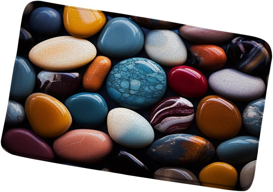 Pebble Stone Bath Mat Colorful Art Stone Fashion Bathroom Rugs Toilet ...