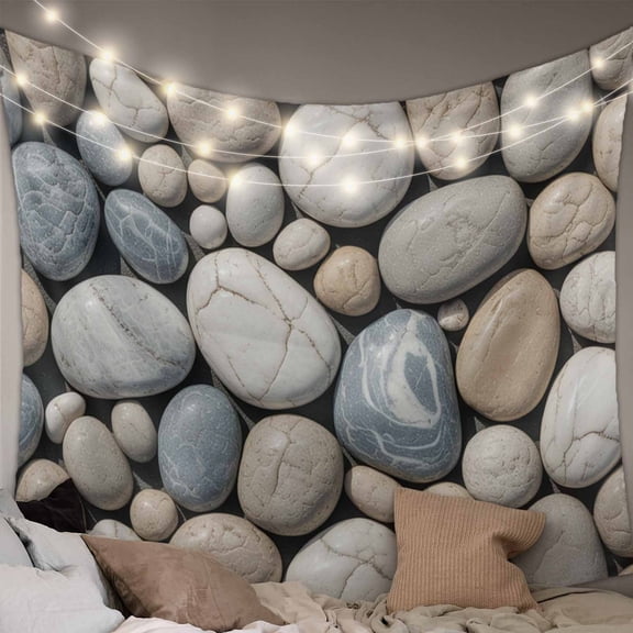 Pebble Stone Small Tapestry for Bedroom Wall Hanging Tapestry, Modern Minimalist Nature Art Aesthetics Ceiling Backdrop Tapestries Poster Blanket Wall Decor for Teens Room Living Room Dorm 23" x 28"