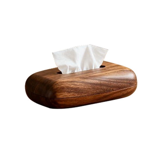 Pebble Style Style Walnut Wood Tissue Box Desktop Tissue Case Office Bedside Table Decoration Storage Box Kitchens