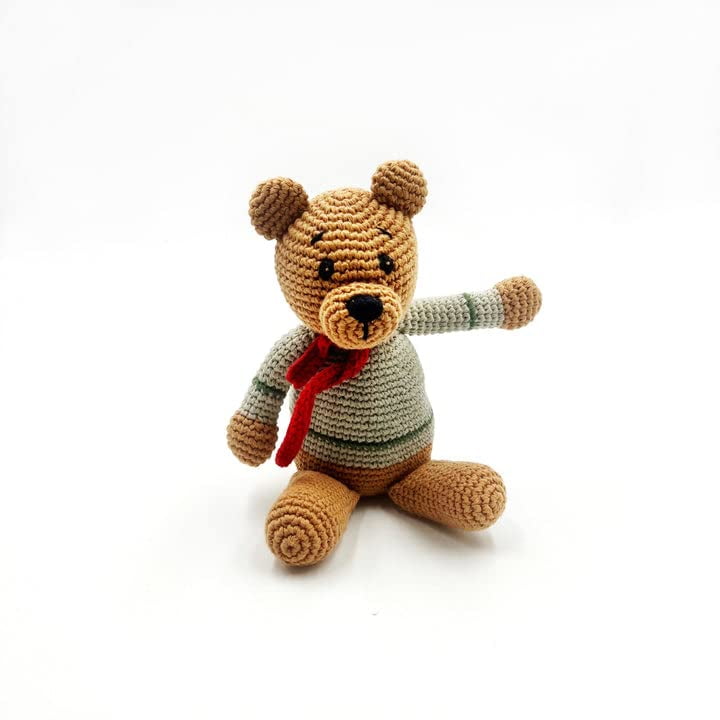 Pebble | Teal Teddy Bear Rattle | Crochet | Fair Trade | Pretend ...