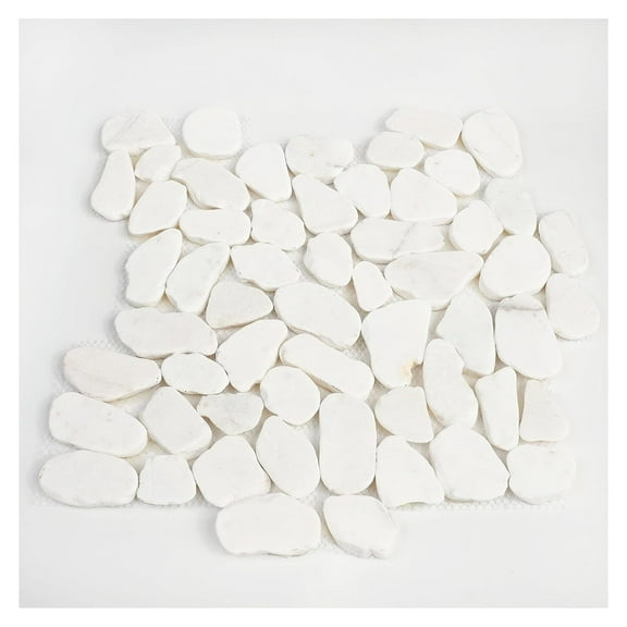 Pebble Tile for Shower Floor, White, StoneCreek 12x12 inch Durable for Kitchen Backsplash, Bathroom Floors, Wall Covering, Outdoor Applications 6 Pieces per Box, Perfect for DIY & Professional Use