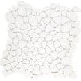 thumbnail image 1 of Pebble Tile for Shower Floor Border Kitchen Bathroom Backsplash. Marble Stone Looks Wall and Floor Tile, 10 Sheets, White., 1 of 17