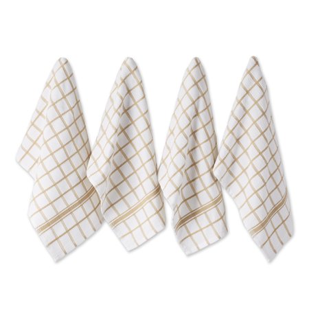 DII Pebble Brown Windowpane Terry Dishtowel 4 Piece 16x26