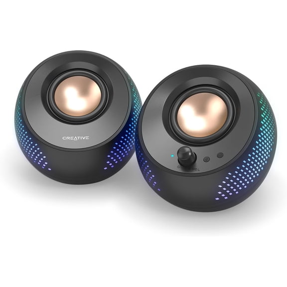 Pebble X 2.0 USB-C Computer Speakers with Customizable RGB Lighting, Bluetooth 5.3, USB Audio, Up to 15W RMS Power for PC and Mac