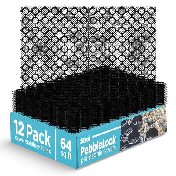 Strol PebbleLock Permeable Paver Grid 12 Pack Gravel Stabilizer Panels for Driveways