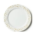 thumbnail image 1 of Pebbled Collection White & Gold 7.5" Round Salad Premium Heavyweight Disposable Plastic for Elegant Parties, Weddings & All Occasions:10CT, 1 of 2